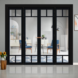 Image: Urban Ultimate® Room Divider Sydney 5 Pane Door Pair DD6417C with Matching Sides - Clear Glass - Colour & Height Options