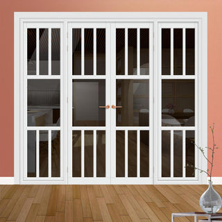 Image: Urban Ultimate® Room Divider Tasmania 7 Pane Door Pair DD6425T - Tinted Glass with Matching Sides - Colour & Size Options