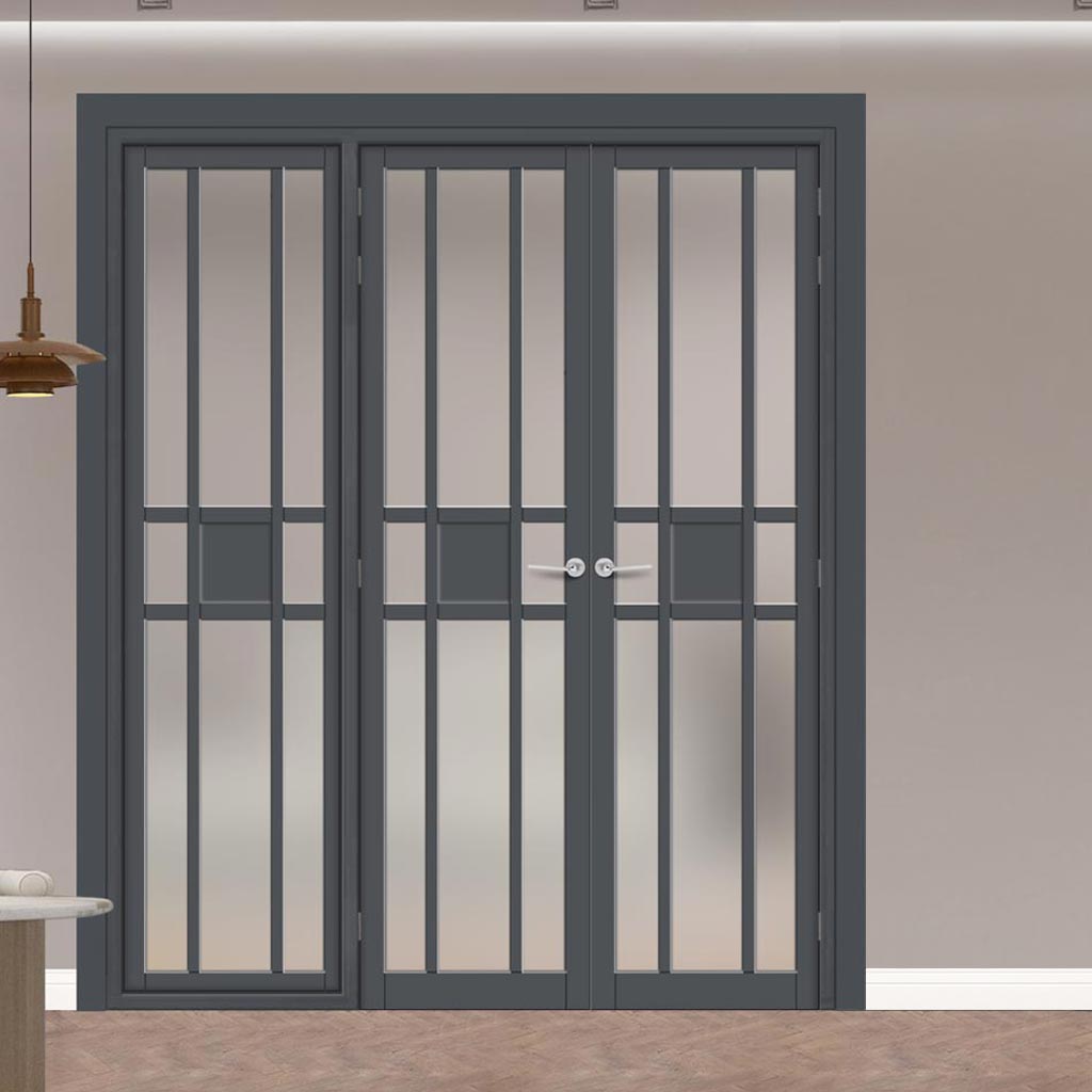 Urban Ultimate® Room Divider Tromso 8 Pane 1 Panel Door Pair DD6402F - Frosted Glass with Matching Side - Colour & Size Options