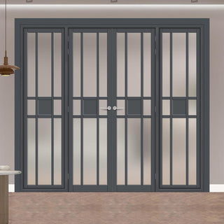 Image: Urban Ultimate® Room Divider Tromso 8 Pane 1 Panel Door Pair DD6402F - Frosted Glass with Matching Sides - Colour & Size Options