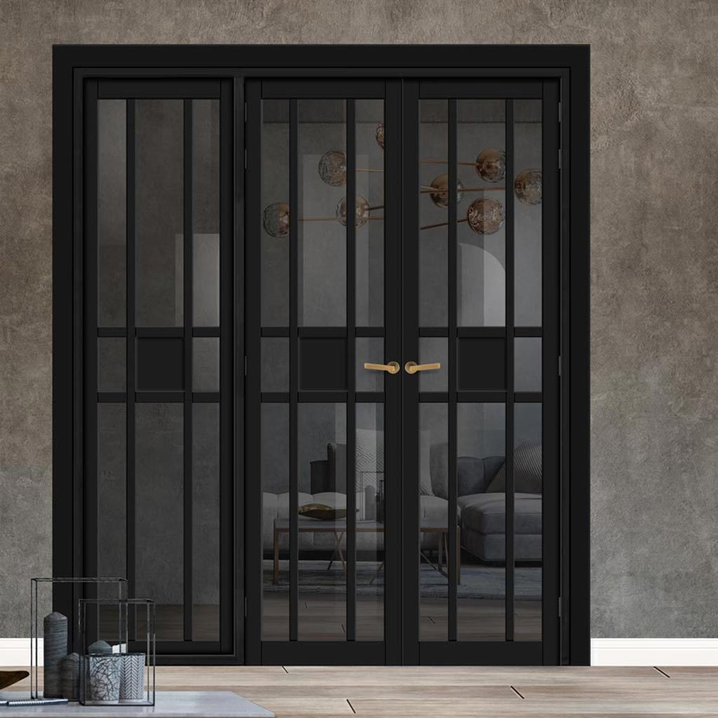 Urban Ultimate® Room Divider Tromso 8 Pane 1 Panel Door Pair DD6402T - Tinted Glass with Matching Side - Colour & Size Options