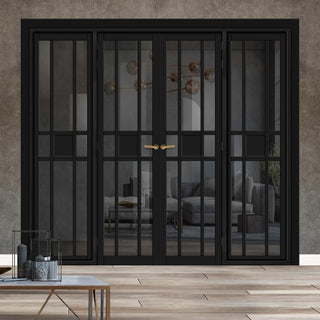 Image: Urban Ultimate® Room Divider Tromso 8 Pane 1 Panel Door Pair DD6402T - Tinted Glass with Matching Sides - Colour & Size Options