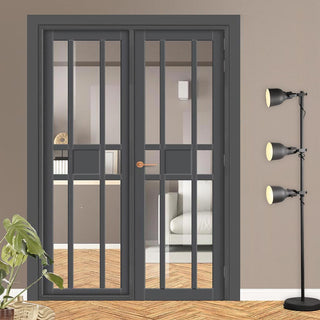 Image: Urban Ultimate® Room Divider Tromso 8 Pane 1 Panel Door DD6402C with Matching Side - Clear Glass - Colour & Height Options