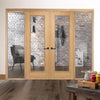 OakRoom Divider - Vancouver 1 Pane Clear Glass Prefinished Door Pair with Full Glass Sides