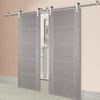 Saturn Tubular Stainless Steel Sliding Track & Vancouver Light Grey Double Door - Prefinished