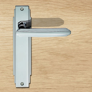 Image: Art Deco ADR012 Lever Latch Door Handles on Backplate - 2 Finishes