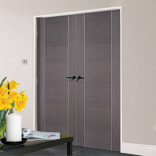 Image: Bespoke Chocolate Grey Alcaraz Door Pair - Prefinished