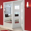 Two Folding Doors & Frame Kit - Amsterdam 3 Panel 2+0 - Clear Glass - White Primed