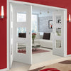 Three Folding Doors & Frame Kit - Amsterdam 3 Panel 2+1 Folding Door- Clear Glass - White Primed