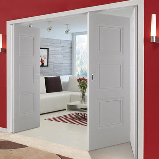 Image: Three Folding Doors & Frame Kit - Amsterdam 3 Panel 2+1 - White Primed
