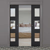 Antwerp 3 Pane Black Primed Double Evokit Pocket Doors - Clear Glass