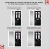 Premium Composite Front Door Set with One Side Screen - Aprilla 2 Barite Glass - Shown in Black