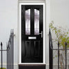 Premium Composite Front Door Set - Aprilla 2 Barite Glass - Shown in Black