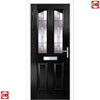 Premium Composite Front Door Set - Aprilla 2 Barite Glass - Shown in Black