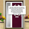Premium Composite Front Door Set with One Side Screen - Aprilla 2 Kupang Red Glass - Shown in Purple Violet