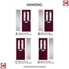 Premium Composite Front Door Set with One Side Screen - Aprilla 2 Kupang Red Glass - Shown in Purple Violet