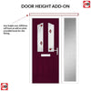 Premium Composite Front Door Set with One Side Screen - Aprilla 2 Kupang Red Glass - Shown in Purple Violet
