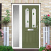 Premium Composite Front Door Set with One Side Screen - Arnage 2 Kupang Green Glass - Shown in Reed Green