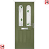 Premium Composite Front Door Set - Arnage 2 Kupang Green Glass - Shown in Reed Green