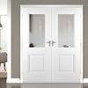 Arnhem 1 Pane 1 Panel Door Pair - Clear Glass - White Primed