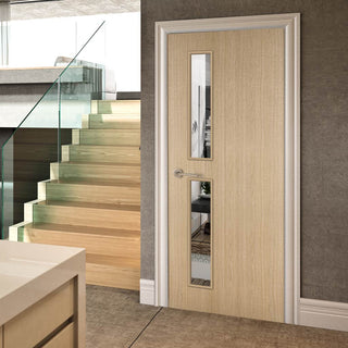 Image: Bespoke Door - Flush American Ash Veneer - Clear Glass - 07 - Prefinished