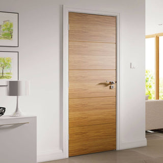 Image: Bespoke Augusta Real American Oak Crown Cut Veneer Internal Door - Prefinished