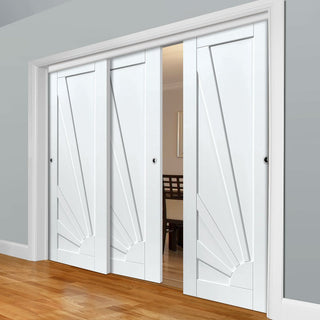 Image: Three Sliding Doors and Frame Kit - Calypso Aurora White Primed Door
