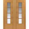 J B Kind Bela Oak Door Pair - Clear Glass - Prefinished