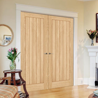 Image: Belize Oak Internal Door Pair - 60 Minute Fire Rated - Prefinished