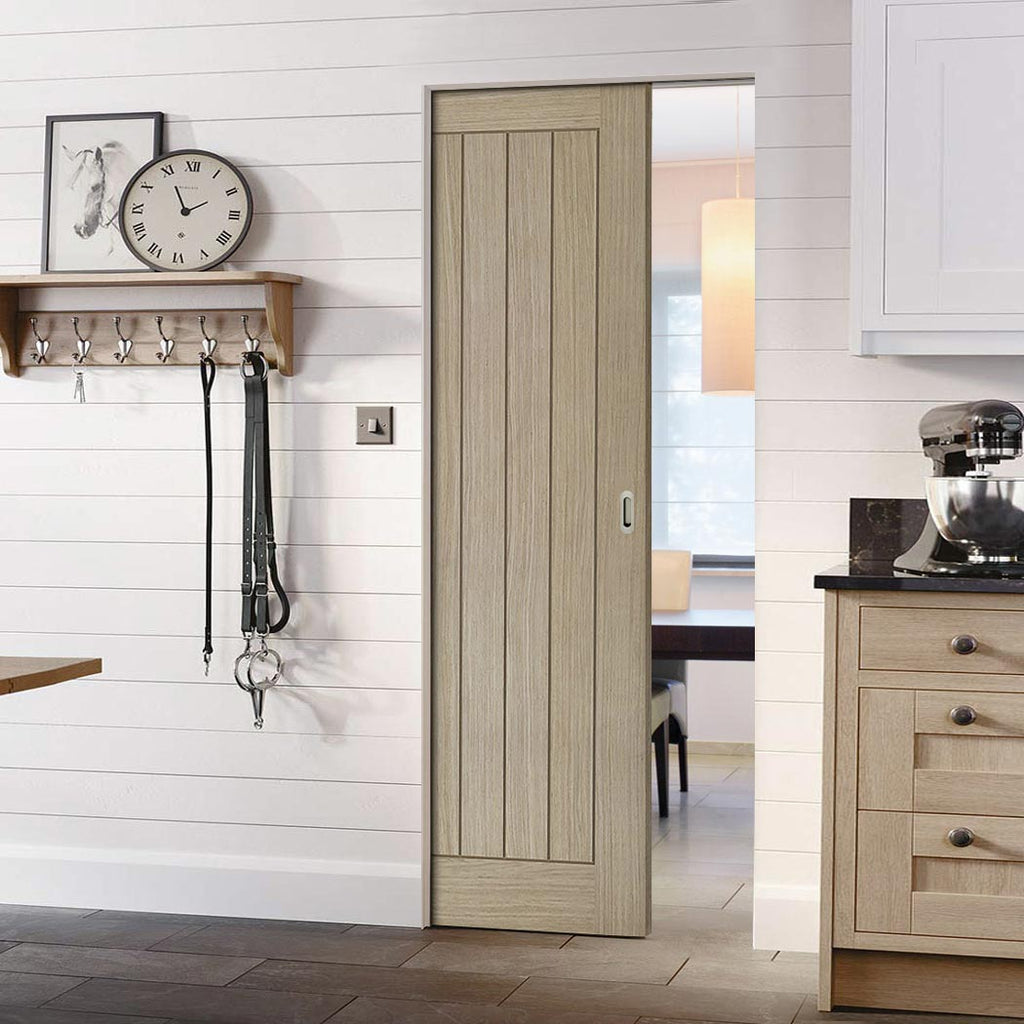 Belize Light Grey Absolute Evokit Single Pocket Door - Prefinished