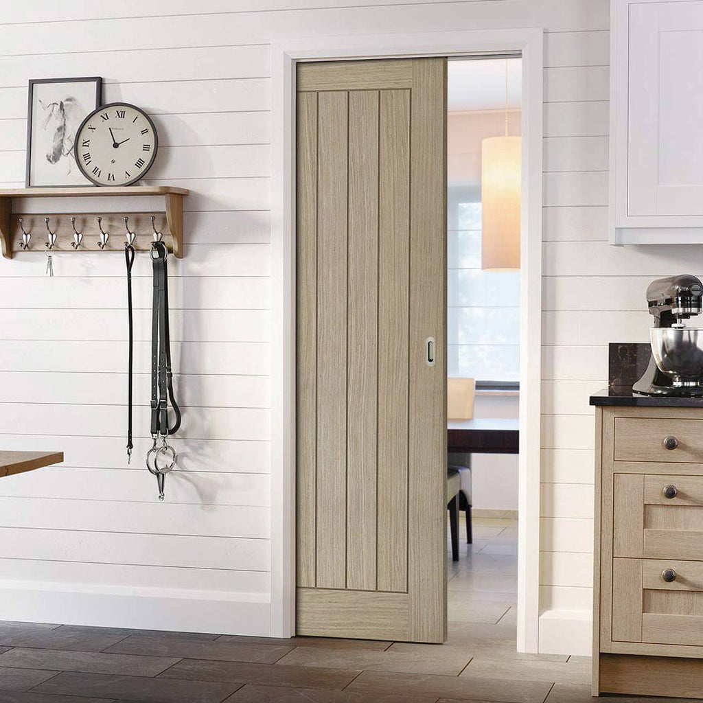 Belize Light Grey Single Evokit Pocket Door - Prefinished