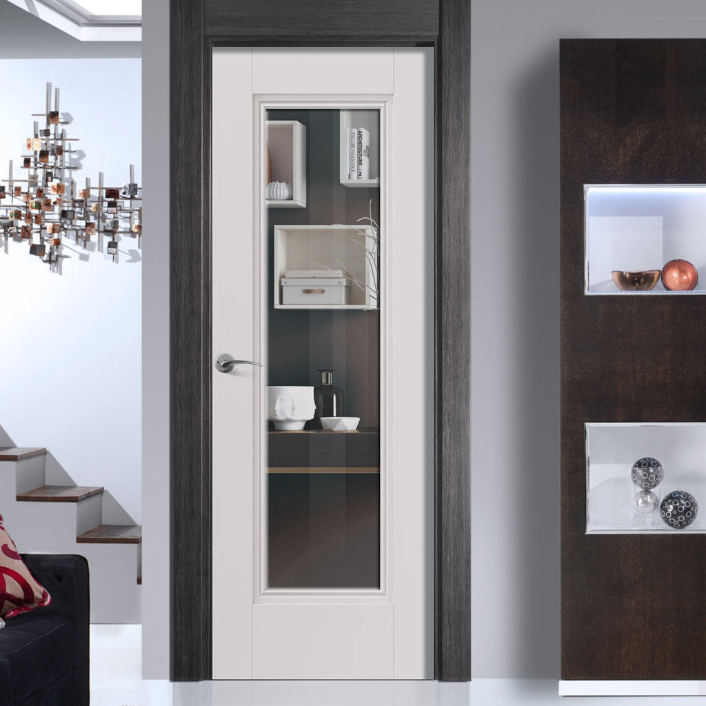 J B Kind White Classic Belton Primed Door - Clear Glass