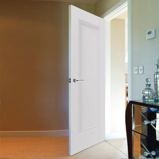 Image: J B Kind White Classic Belton Panel Primed Fire Door - 1/2 Hour Fire Rated