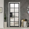 JB Kind Industrial Plaza Black Internal Door - Clear Glass - Prefinished