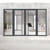 Bespoke Room Divider - Eco-Urban® Portobello Door Pair DD6438CF Clear Glass(1 FROSTED PANE) with Full Glass Sides - Premium Primed - Colour & Size Options