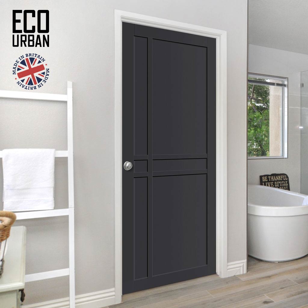 Glasgow 6 Panel Solid Wood Internal Door UK Made DD6314 - Eco-Urban® Shadow Black Premium Primed