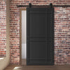 Top Mounted Black Sliding Track & Solid Wood Door - Eco-Urban® Leith 9 Panel Solid Wood Door DD6316 - Shadow Black Premium Primed