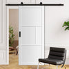 Top Mounted Black Sliding Track & Solid Wood Door - Eco-Urban® Breda 4 Panel Solid Wood Door DD6439 - Cloud White Premium Primed