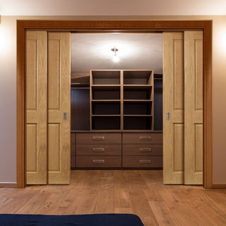 Image: Bury American White Oak Veneer Quad Telescopic Pocket Doors  - Prefinished