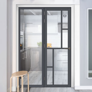 Image: Room Divider - Handmade Eco-Urban® Cairo Door DD6419C - Clear Glass - Premium Primed - Colour & Size Options