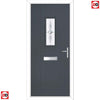 Cottage Style Catalina 1 Composite Front Door Set with Pusan Glass - Shown in Slate Grey
