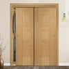 Two Sliding Wardrobe Doors & Frame Kit - Catalonia Flush Oak Door - Prefinished