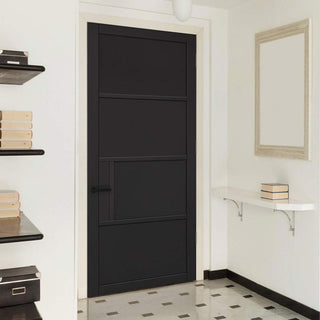Image: Chelsea 4 Panel Black Painted Internal Door - Prefinished