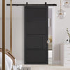 Top Mounted Black Sliding Track & Door - Chelsea 4 Panel Black Painted Door - Prefinished