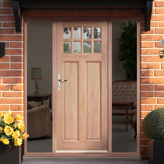 Image: Chigwell External Hardwood Front Door and Frame Set - Clear Double Glazing - Two Unglazed Side Screens