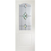 White PVC classic door with grained faces sandblast starburst style toughened glass 