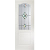 White PVC classic door with grained faces sandblast starburst style toughened glass
