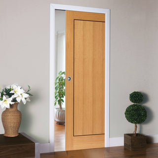 Image: Clementine Oak Single Evokit Pocket Door - Prefinished
