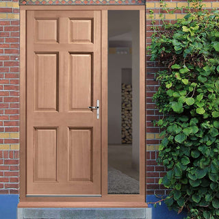 Image: Colonial External Mahogany 6 Panel Door and Frame Set - One Unglazed Side Screen