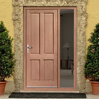 Image: Colonial 4 Panel External Hardwood Door and Frame Set - One Unglazed Side Screen, From LPD Joinery